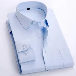 Ny ankomst Mäns No-Iron Solid Color Slim Fit Shirt Långärmad Sväng Krage Formell Man Mode Skjortor Mens Klänning T-shirts