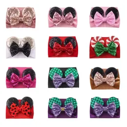Baby Velvet Hair Pas Hair Solid Color Hairpin Baby Cekiny Glitter Big Bow Klipsy Mouse Ear Wide Boutique Headband Baby Girl Fryzury