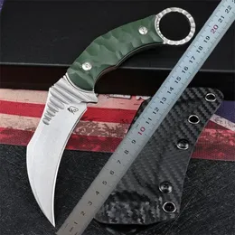 1Pcs Karambit Knife D2 White/Black Stone Wash Blade Full Tang Fabric Swatch Handle Fixed Blades Claw Knives With Kydex