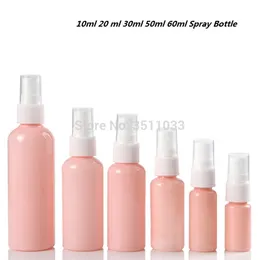 5pcs 10ml 20ml 30ml 50ml 60ml frasco de spray de plástico vazias rosa adesivo Bomba Branco Perfume embalagens reutilizáveis ​​Container