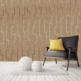 カスタム写真の壁紙3 dエンボス加工抽象的な幾何学的ゴールドストライプ壁画モダンなリビングルームソファーテレビ背景壁アート絵画