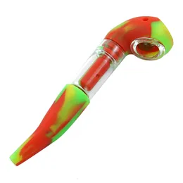 Silicone Smoking Water Hand Pipe Nota Forma Bubbler DAB Rig Oil Glass Bong colorato Bong