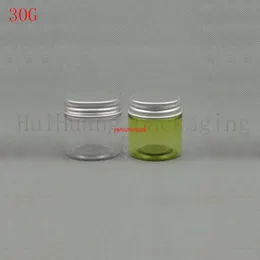 100X30g clear lege ronde cosmetische crème PET container groene plastic fles voor verpakking Poeder pot, badzout pot lidgood pakket