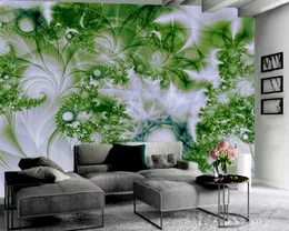 Modern väggmålning 3d tapet Vacker blommig grön 3d tapet Living room Bedroom Wallcovering HD Luxury Flower 3D Wallpaper