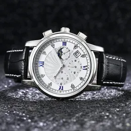 Luksusowe męskie Zegarek Diamond Top Marka Skórzany Pasek Quartz 42mm Zegarek dla mężczyzn Wszystkie podłączeniowe Chronograf Chronograph Wristwatches Mężczyzna Walentynki Ojca DZIEŃ Prezent