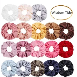 30 farben Seide Haar Scrunchie Satin Elastische Feste Stirnbänder Frauen Mädchen Kopfbedeckungen Pferdeschwanz Halter Haar Zubehör