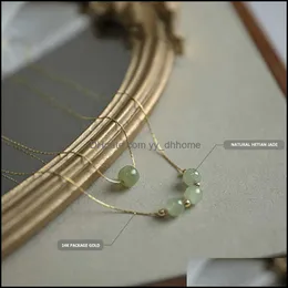 Hänge halsband hängar smycken naturlig nephrit överföring pärla elektroplatta 14k ljus lyxhalsband droppleverans 2021 hx9qx
