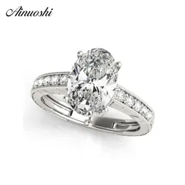 Ainuoshi 925 Sterling Silver White Gold Color Oval Cut 3ct Rings Wedding Women Silver Bridal Rings Princess Party Jewelry Gifts Y200106