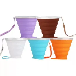 270ml Cup Puchar ze stali nierdzewnej Silikonowe Chowane Kubki Składane Outdoor Teleskopowe Składane filiżanki kawy Bezpłatne