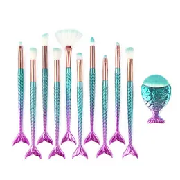 Makeup brushes New Mermaid Foundation Eyebrow Eyeliner Blush Cosmetic Concealer Fish tail make up brushes Tools