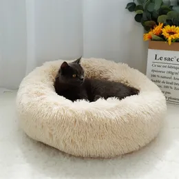 Długie pluszowe Super Soft Round Dog House Cat dla psów Łóżko Spanie Duża Duża Mata Bench Pet Supplies 201130