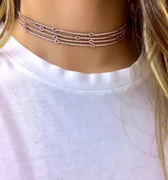 2020 Luksusowy Moda Lucky Turecki Zły Eye Charm Dainty Choker Collarbone Urocze Kobiety Dziewczyna Łańcuch tenisowy CZ Station Naszyjnik