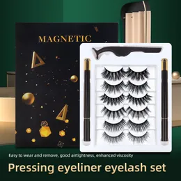 Yeni Nesil Presleme Eyeliner Kirpikler 6 Pairs Set Kalın Doğal Kendinden Yapışkanlı Sahte Lashes Çift Eyeliner + Cımbız Drop Shipping