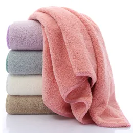 35*75cm Dry Hair Water Absorbent Double-sided Coral Velvet Microfiber Towel Bath Car Washing Cleaning Salon Swimming Camping 201027