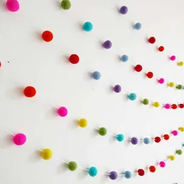 Hem Inredning Tjej Barnrum Födelsedag Bakgrund Väggdekorationer Macarons Plush Ball Rainbow Strings Ornaments