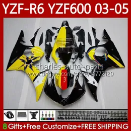 OEM Fairings For YAMAHA YZF-R6 YZF R 6 600 CC YZF600 YZFR6 03 04 05 Body 95No.15 YZF R6 600CC 2003 2004 2005 Cowling YZF-600 03-05 Motorcycle Bodywork Kit yellow factory
