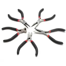 5Pcs Jeweler Pliers DIY Tool Set Round Nose Pliers Long Bent Daigonal Side Cutter End Cutting Nose Jewelry Making Beading Wire Y200321