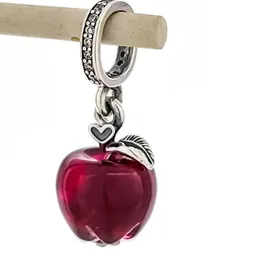 Autentici pendenti Pandora in argento sterling 925 in vetro di Murano Mela rossa ciondola Ciondolo adatto per perline sciolte stile europeo per braccialetti che realizzano gioielli 799534C01