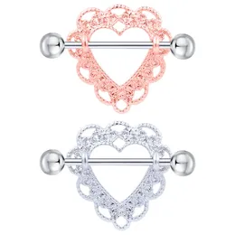 2pcs/lot Sexy Surgical Steel Heart/Flower Body Nipple Bar Barbell Piercing Shield Rings Rushed Ear Plugs Fake Piercing