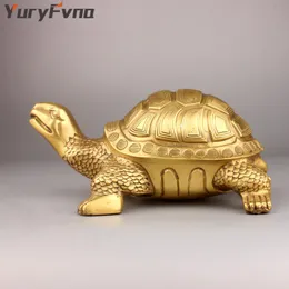 Yuryfvna Brass Feng Shui Turtle Statue Money wealth Luck Tortoise FigurineホームデスクトップオフィスデコレーションギフトT200703