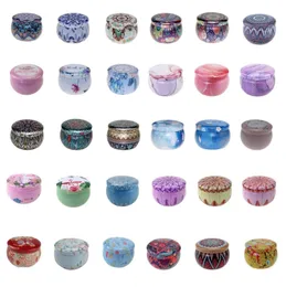 56 Designs Tea Case Candle Holder Case 4.4OZ Metal Originality Multicolor Candy Box Wedding Ceremony Gifts Storage Tin Box