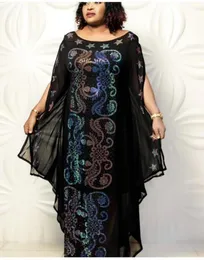 Etniska Kläder Afrikanska Klänningar För Kvinnor Dashiki Diamond Kläder Bazin Broder Riche Sexig Slim Robe Evening Long Dress1