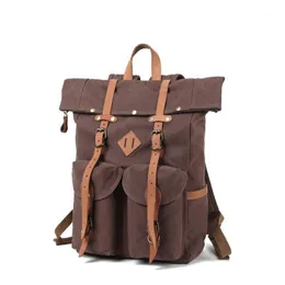 Backpack M240 Europe Fashion Laptop plecaki czyste bawełniane płótno podróżne plecaki Duże skórzane plecaki szkolne torby1