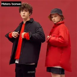 Metersbonwe新しい厚い厚いジャケット男性冬の暖かい90％グレーのアヒルダウンコート男防風カジュアルな服屋外ダウンコート201103