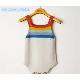 Romper Romper Roupas Roupas Rainbow Woolen Malhas Macacões Verão Infantil Bebê Meninos Jumpsuit Macacão 201027