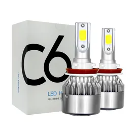 2PCS C6 자동차 LED 헤드 라이트 72W 7600LM 6000K COB 자동 헤드 램프 방수 H4 H7 H11 9004 9005 9006 9007 슈퍼 밝은 램프 안개등