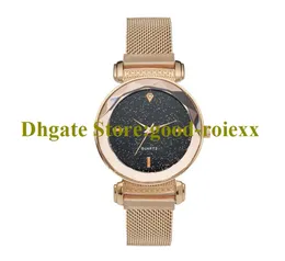 Wholesaleファッション女性のブリンスタースカイダイヤルマグネットファブリックブレスレットストラップウォッチレディースミネラルガラス時計クォーツ腕時計AA00224