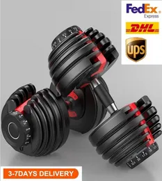 UPS配送重量調節可能ダンベル5-52.5LBSフィットネストレーニングダンベルトーンあなたの強みを模索して筋肉を造る