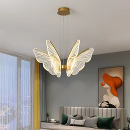 Ny fjäril ledd hängande lampa modern kreativ matsal vardagsrum sovrum barnrum dekorativa ljuskrona