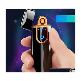Prezent świąteczny Kreatywny nowość elektryczny czujnik dotykowy fajny lżejszy czujnik odcisków palców USB ładowne przenośne zapalnice wypalarki Hot 6p3J