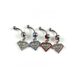 Superman Ring Fashionable Navel Belly Button Piercing Jewelry With 14Ga 5 8 Balls And Dangle Charms In From Yummy shop 6.92 DHgate.Com