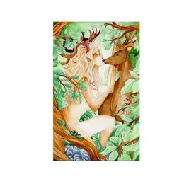100% Hand painted Abstract Painting Beautiful Girl and Deer Modern Oil Painting on Canvas Home Decor Wall Art A 2792