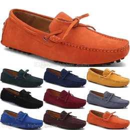 210 New Fashion Mens Casual Skor Läder Brittisk Stil Vårpar Äkta Ärter Skrubba Män Kör Lazy Man Overshoes Utomhus Bekväm Andningsbar Svart Gul