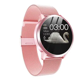 Aggiorna Q8 Plus Orologio intelligente in oro rosa Elettronica di moda Uomo Donna Impermeabile Sport Tracker Fitness Bracciale Smartwatch