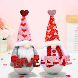 Party Supplies Alla hjärtans dag Gnome Tumbler Ornaments Mr / Mrs Plush Dwarf Doll Decoration FarmHousetrable Decor Sweet Gift phjk2201