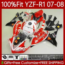 Carene 100% Fit OEM per YAMAHA YZF-R1 YZF R 1 1000 CC YZFR1 07 08 MOTO Carrozzeria 91No.71 YZF R1 1000CC Santander rosso YZF1000 2007 2008 YZF-1000 2007-2008 Corpo stampo ad iniezione