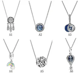 デザイナージュエリー925シルバーネックレスハートペンダントフィットPandora Rainbow Ocean Hollow GalaxyカップルLove Necklacesヨーロッパスタイルのチャームビーズムラノ