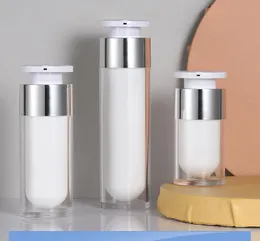 15ml 30ml 50ml Pearl White Acrylic Airless Jar Round Empty Refillable Bottles Cosmetic Cream Jar Pump Cosmetic Packaging Bottle SN4861