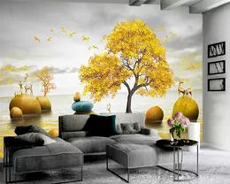 Levande 3d tapet Golden Fortune Tree Suzuka 3d tapet Premium atmosfärisk inredning Modern väggmålning 3d tapet