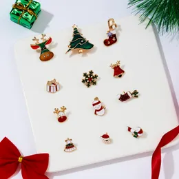 1 комплект красочные рождественские колокольчики снежинки носок формы сплава живопись значок брошь женщин женский очарование подарок