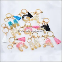 Chaveiros Acessórios de Moda Tassel Letter Chaveiro Trendy Creative Colorf 9 Inglês Letras Bolsa de Resina Inicial Keyring para mulheres Presente D