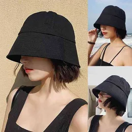 Solid Color Bucket Hat dla kobiet Mężczyźni Outdoor Słońce Ochrona Szeroka Brim Birda Cap Kapelusz Słońce Kilka Czapki Kapelusze Wędkarskie Kapelusze Rybacki G220311