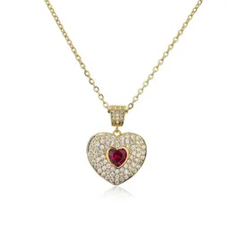 Pendant Necklaces Luxury Style 18k Gold Plated Heart Shaped Rhinestone Diamond Mama Necklace