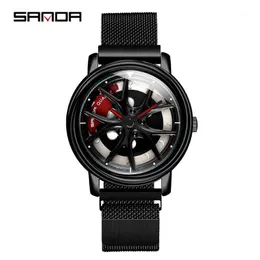 Armbanduhren Sanda 2021 Verkauf Herrenuhr Wasserdichte rotierende Zifferblatt Raduhren Magnetverschluss Quarz Armbanduhr Geschenke Relogio Masculino 10251