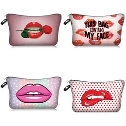 Polyester Lip Digital Printing Handbag Multi Design Womens Makeup Storage Fashion Cosmetic Pouch Toiletry Portable Bag New Arrival 6mb L2