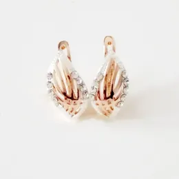 Nova moda Rose Gold cor luxuoso do casamento Jóias Mulheres Clear White Cubic Zircon Brinco Pendente desenhos para as mulheres